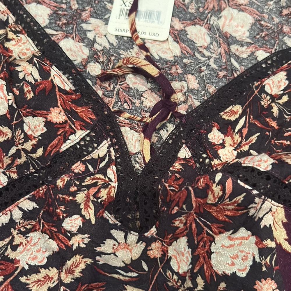 (5 for $75) NWT FREE PEOPLE odette printed tunic in espresso combo - Picture 14 of 16